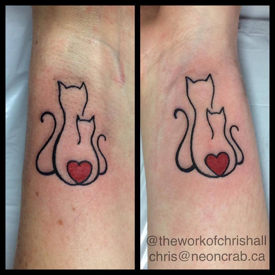 Funny Cat Couple Tattoo Idea