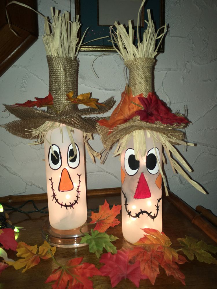 Glass Bottles DIY Scarecrow for Halloween Decoration