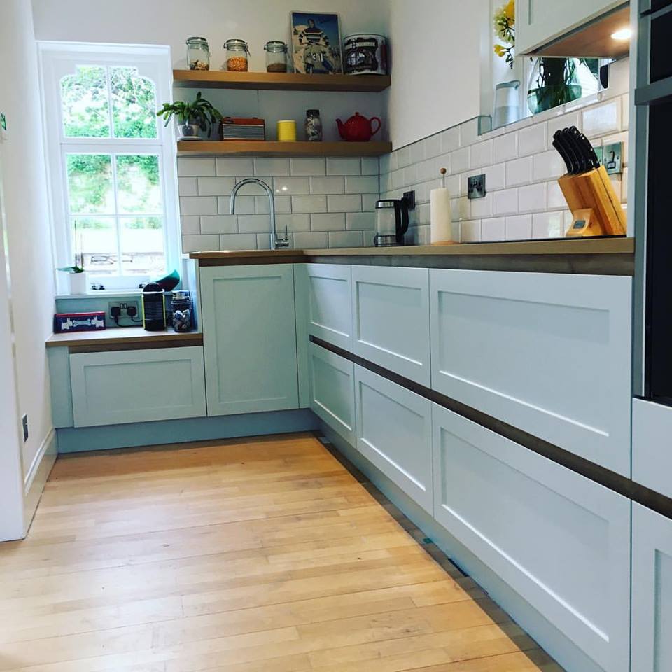 Graceful Blue Kitchen In Cottage