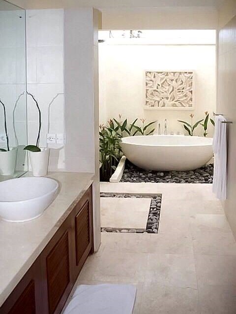 Graceful Idea To Use Stones In The Bathroom