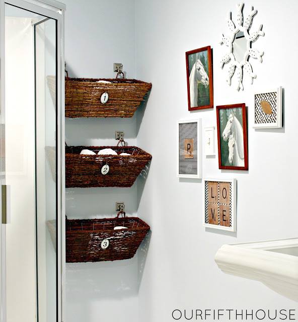 Great idea for storage in the bathroom.
