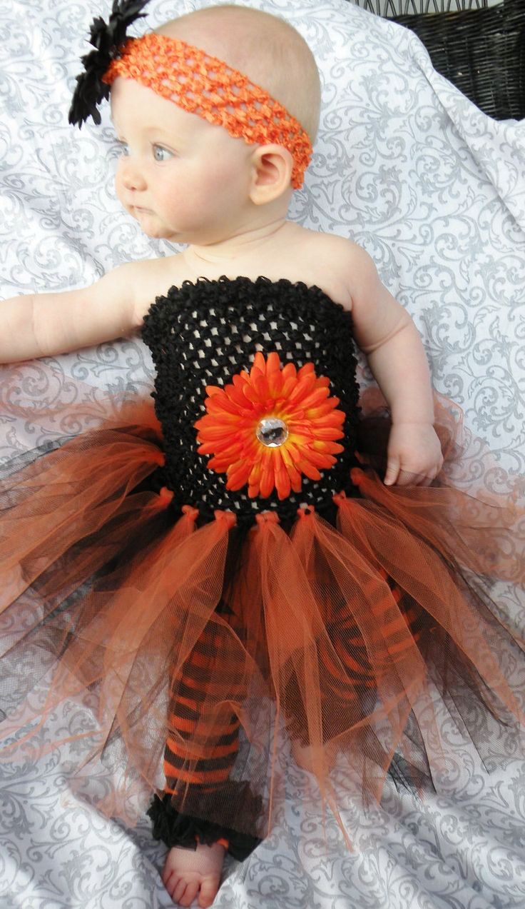 Halloween Costume Crochet Black and Orange Dress