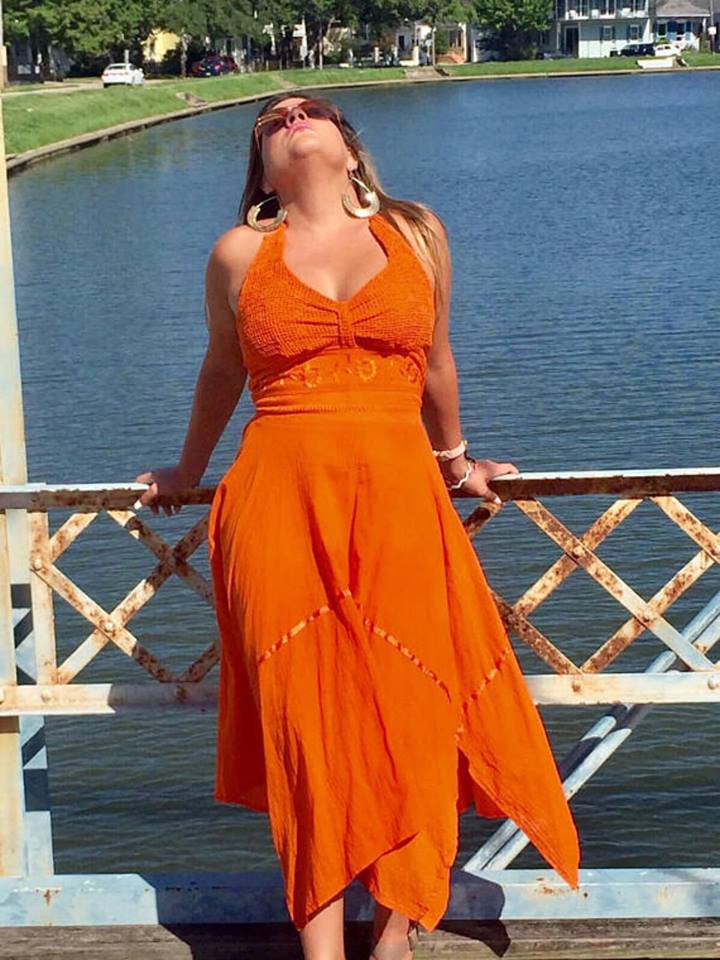 Halter Neck Adorable Orange Summer Outfit