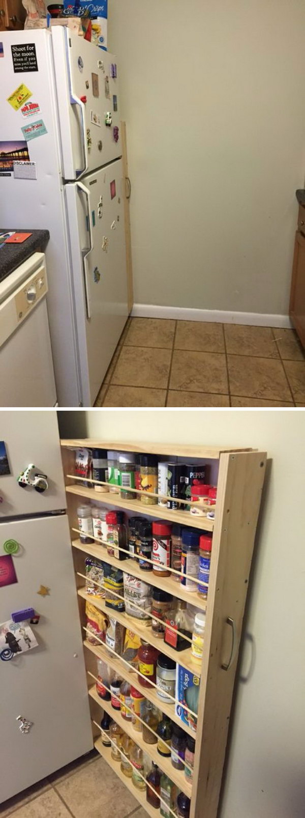 Hidden Fridge Gap Slide-Out Pantry