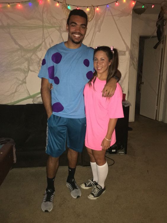 Homemade sully and boo costume for Halloween.
