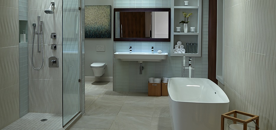Impressive Contemporary Bathroom With Elegant Accessory