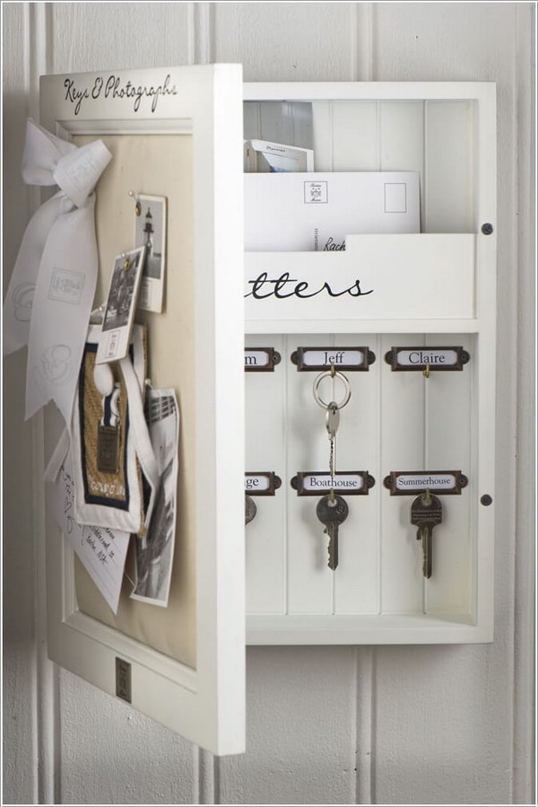 Memo Board Key and Mail Storage Cabinet