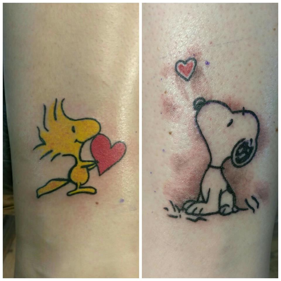 Mind Blowing Snoopy Mother Daughter Tattoo
