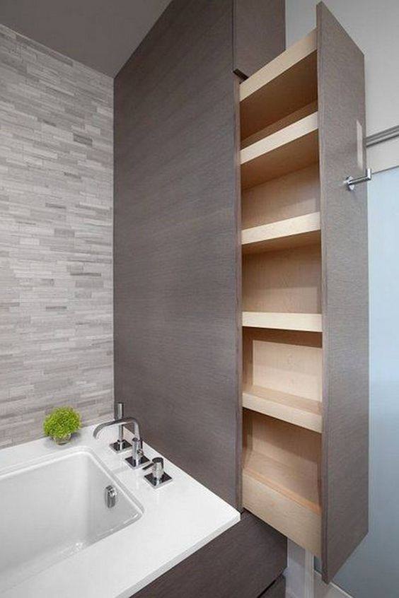 Needing storage ideas.. Check this great bathroom design...