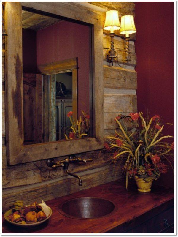 Nice Rustic Bathroom With Antique Tapware, Lighting & Mirror