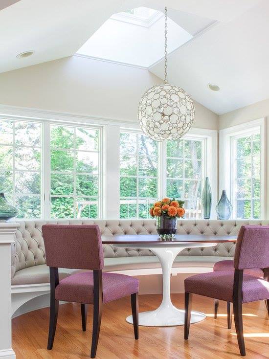 Ravishing Breakfast Nook Space With Adorable Chandelier