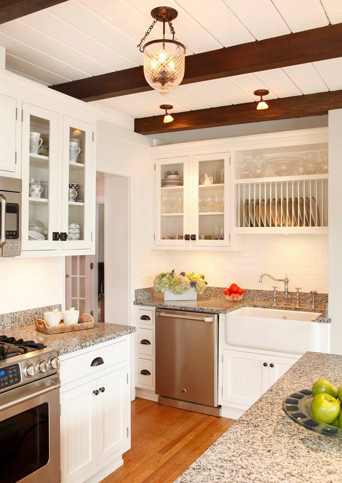 Ravishing Small Kitchen With Open Plates RacksAnd Glass Cabinet Doors