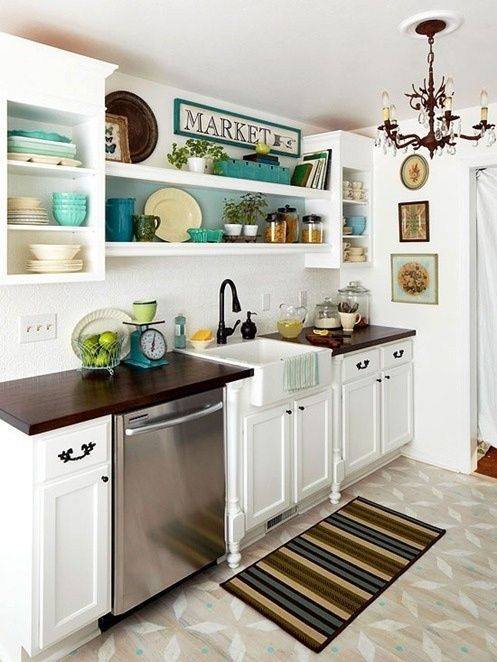 Remarkable Tiny Kitchen With Coloful Utensils