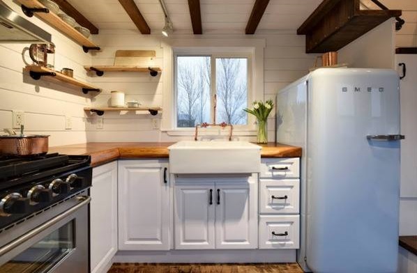 Rustic Kitchen With Retro Style Fridge