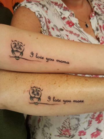 Script Lettering Owl Tattoo On Arm