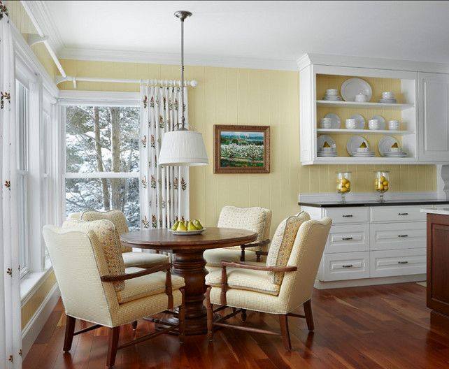 Spectacular White & Pale Yellow Breakfast Nook In Cottage