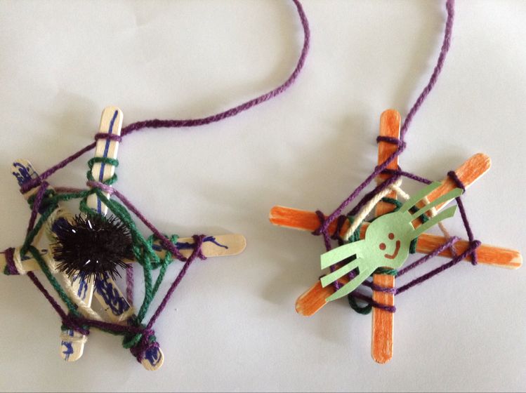 Spider Web Craft for Kids for Halloween Using Yarn.
