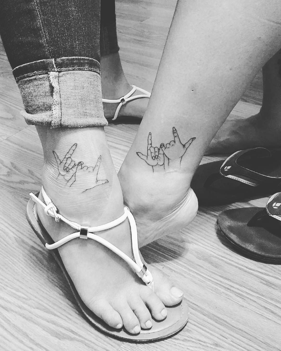 Swanky Mother Daughter Tattoo On Ankle