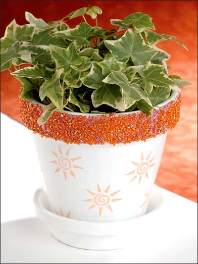 Bead Embellished Flower Pot