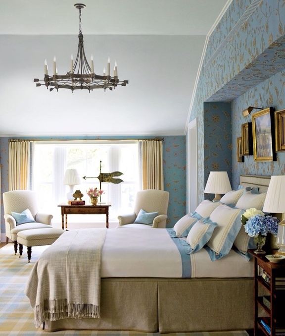 Colorful Blue Bedroom Interior