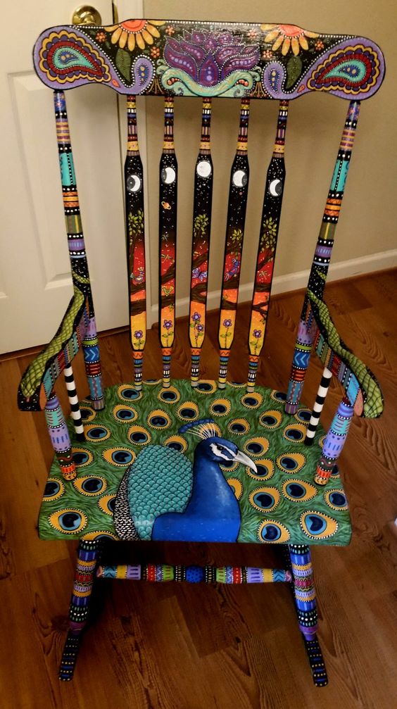 DIY Chair & Furniture Art! Look at what a little paint and fabric can do to and old chair!