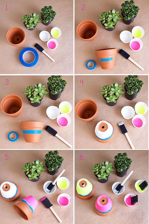 DIY NEON DIPPED SUCCULENT POTS