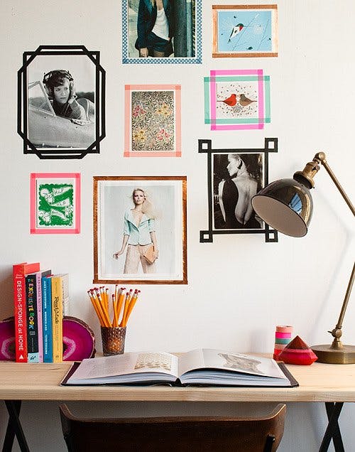 Dress up your walls with washi tape. It's cheap and totally temporary.