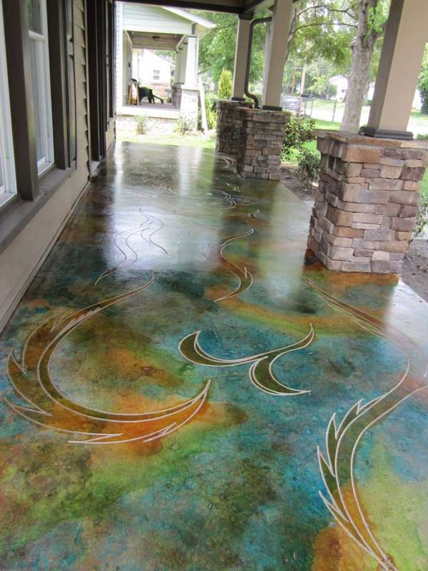 Etched and stained concrete