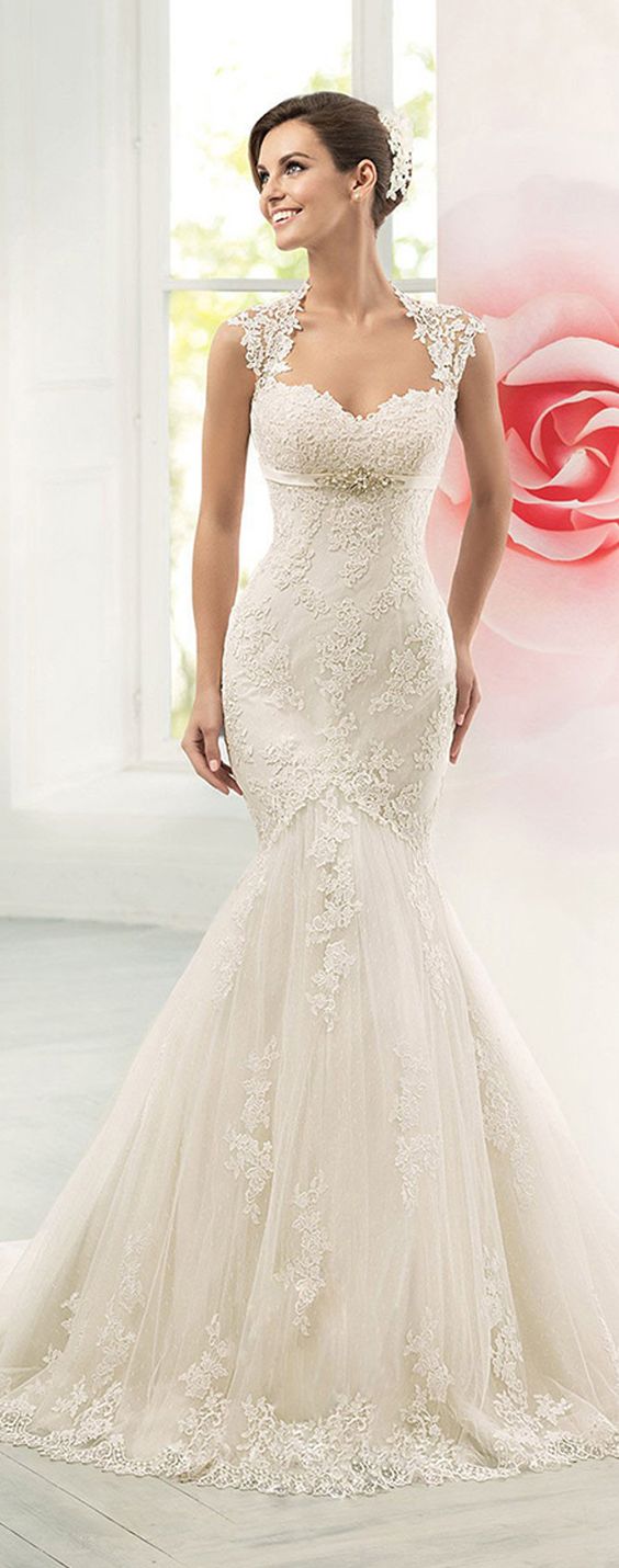 Glamorous Tulle Sweetheart Neckline Mermaid Wedding Dress With Lace Appliques