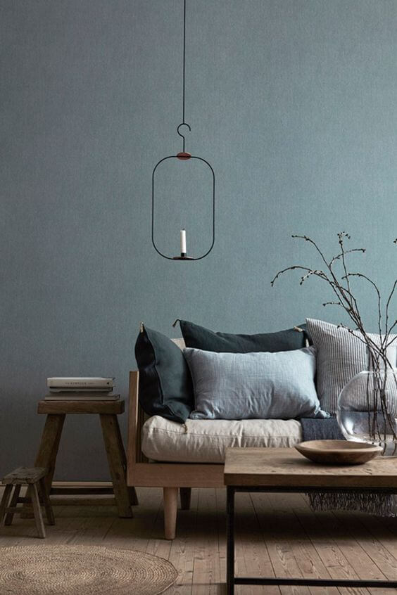 Grey and blue Scandinavian living room