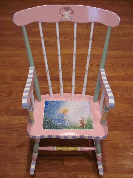 Hand Painted Velvateen Rabbit Rocking Chair.
