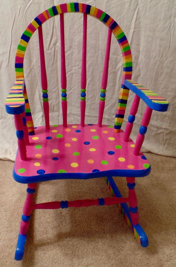 Transform Your Space: 40 DIY Painted Chair Designs 20 Hand painted rocking chair for a child