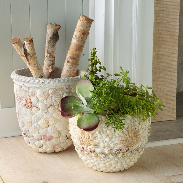 Shell Embellished Planters