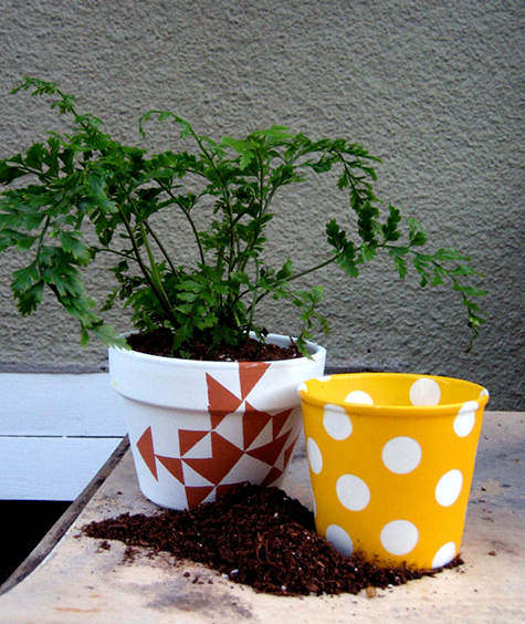 Stenciled Flower Pots