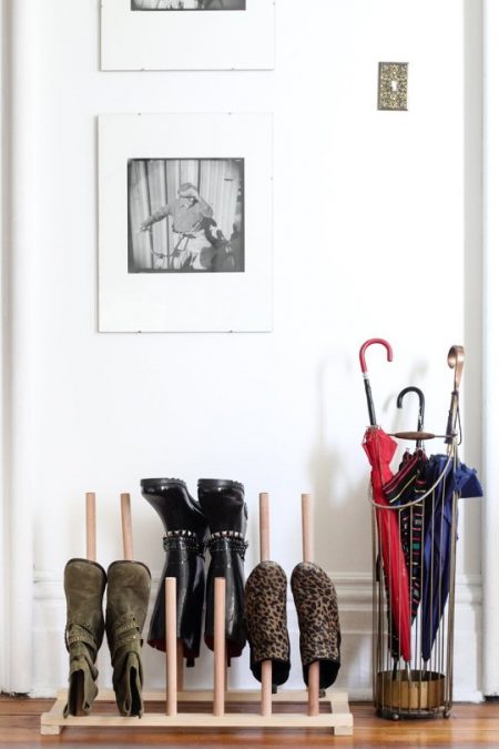 Store your boots in a vertical shoe rack.