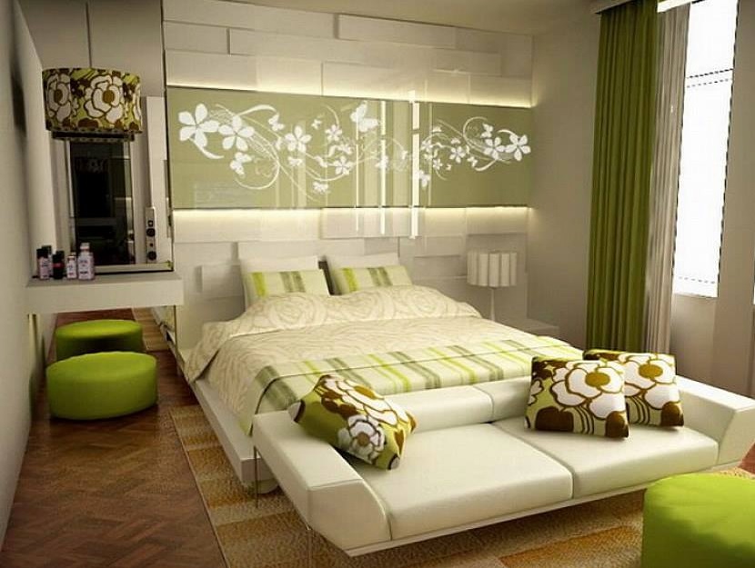 Stylish Green Theme Contemporary Master Bedroom Design