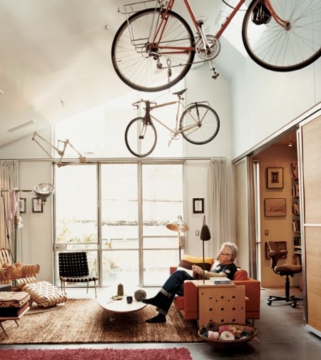 Suspend your bicycle from the ceiling.