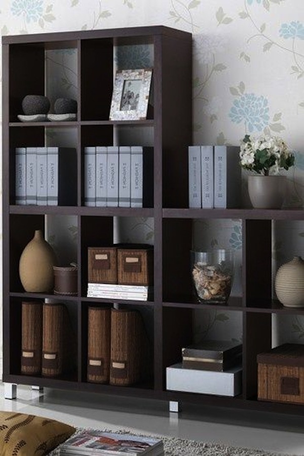 Traditional bookshelf with cubes