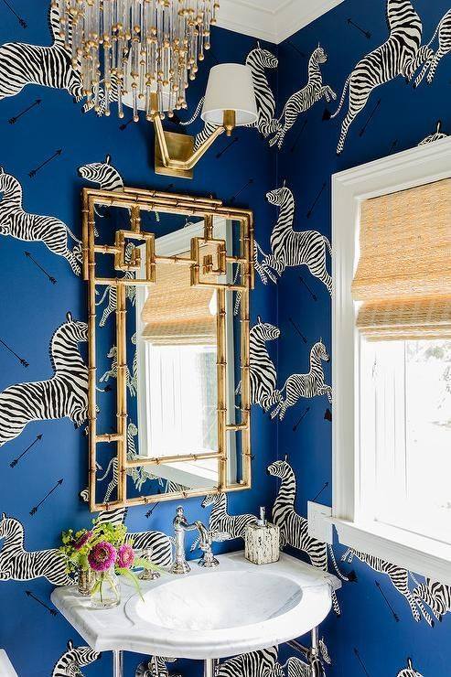 Wonderful Zebra Wall Print Decor Looks Great In Boho Bathroom
