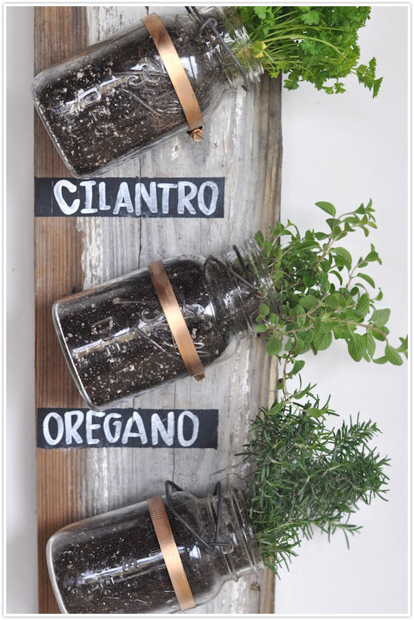 Wood and Chalkboard Herb Garden Jars