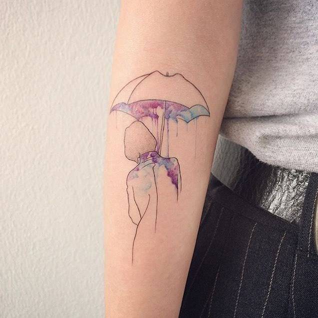 tattoo umbrella forearm tattoos minimalist watercolor cool woman holding designs rain simple lady inked beginners want boys flowers leg