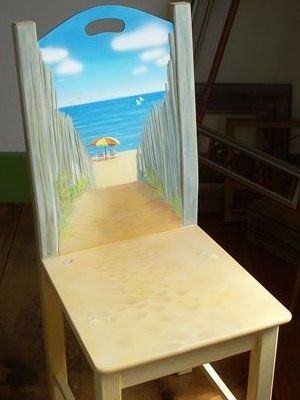 painted chair-down to the beach