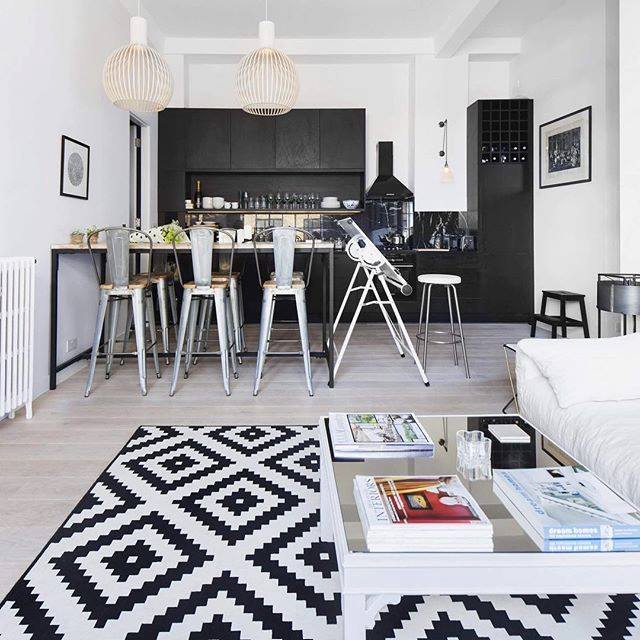 Black & White Awesome Loft Kitchen Design