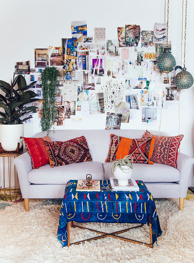 Colorful bohemian living room