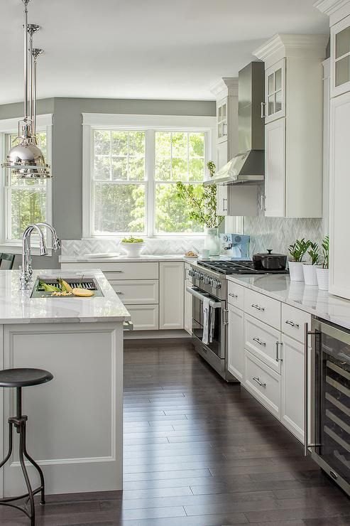 Gray and white kitchen