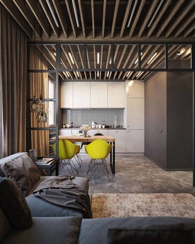 Wonderful Loft Kitchen Design Idea