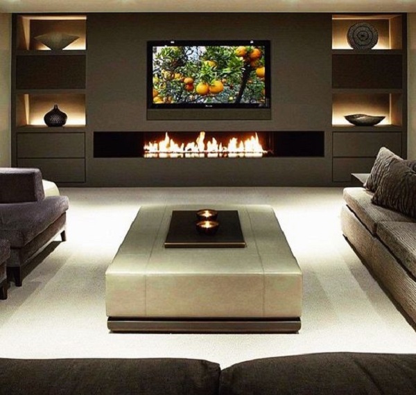 A fireplace, real or imitation in your home - Oh-So-Pretty TV Wall Ideas