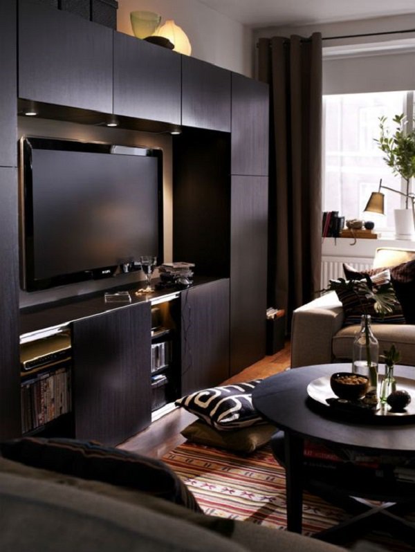 A larger TV cabinet is practical if there are plenty of closed shelves - Oh-So-Pretty TV Wall Ideas