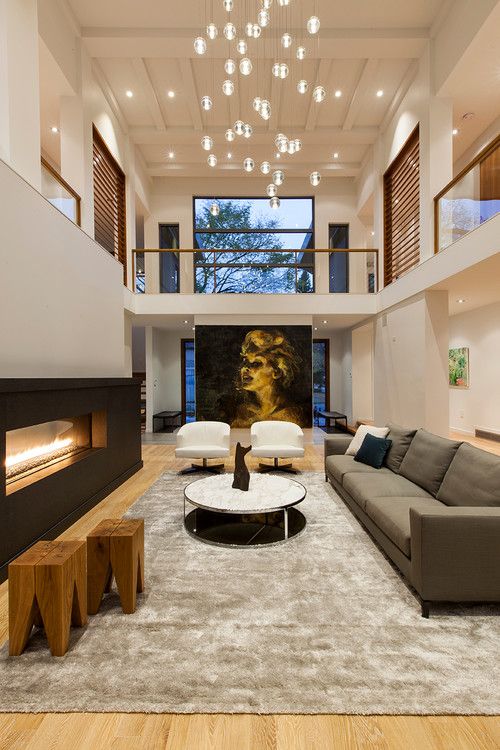 A two-storey living room