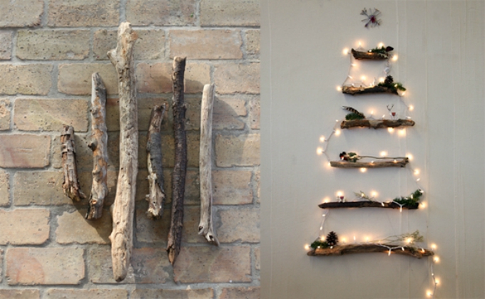 Artfully arrange sticks and hang them on your wall.